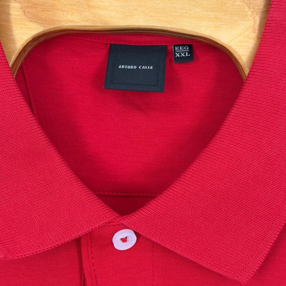 Arturo Calle Mens Red Short Sleeve Polo Shirt Blue Squirrel Logo Size XXL New - Picture 4 of 7
